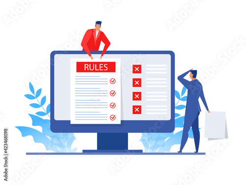 Businessman presentation about rules concept business online concept of internet.