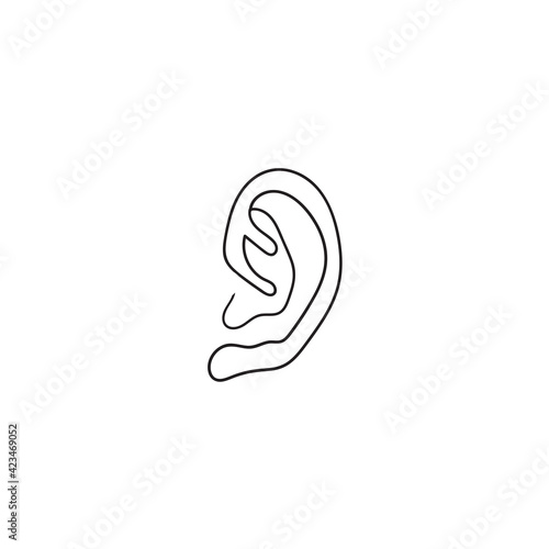 hand drawing doodle contour line human ear illustration minimalism symbol