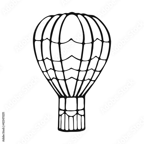 Hot air balloon hand drawn outline doodle. Vector illustration