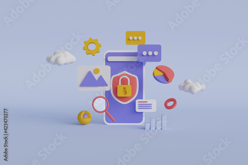 Canvas-taulu Mobile App Development 3D Rendering Illustration