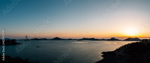 Panoramic view of Gogunsan Islands and sunset sea in Gunsan  Korea