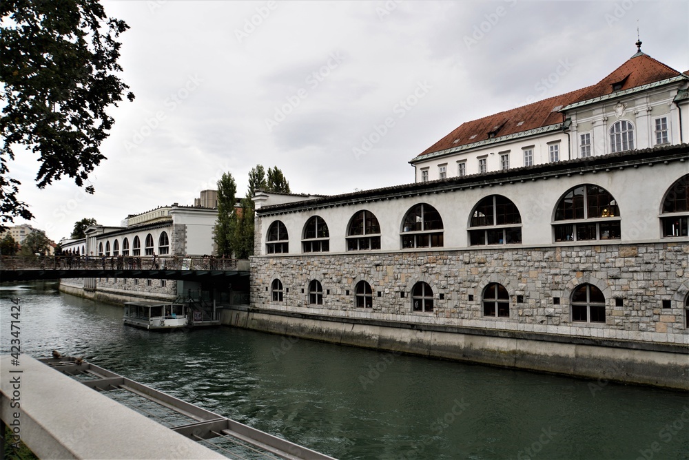 Fototapeta premium Ljubljana, Slovenija,Ljubljanica