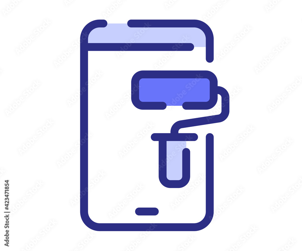 app design smartphone single isolated icon with dashed line style and purple color app design smartphone single isolated icon with dashed line style and purple color