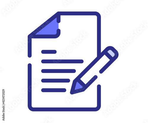 document create write single isolated icon with dashed line style and purple color