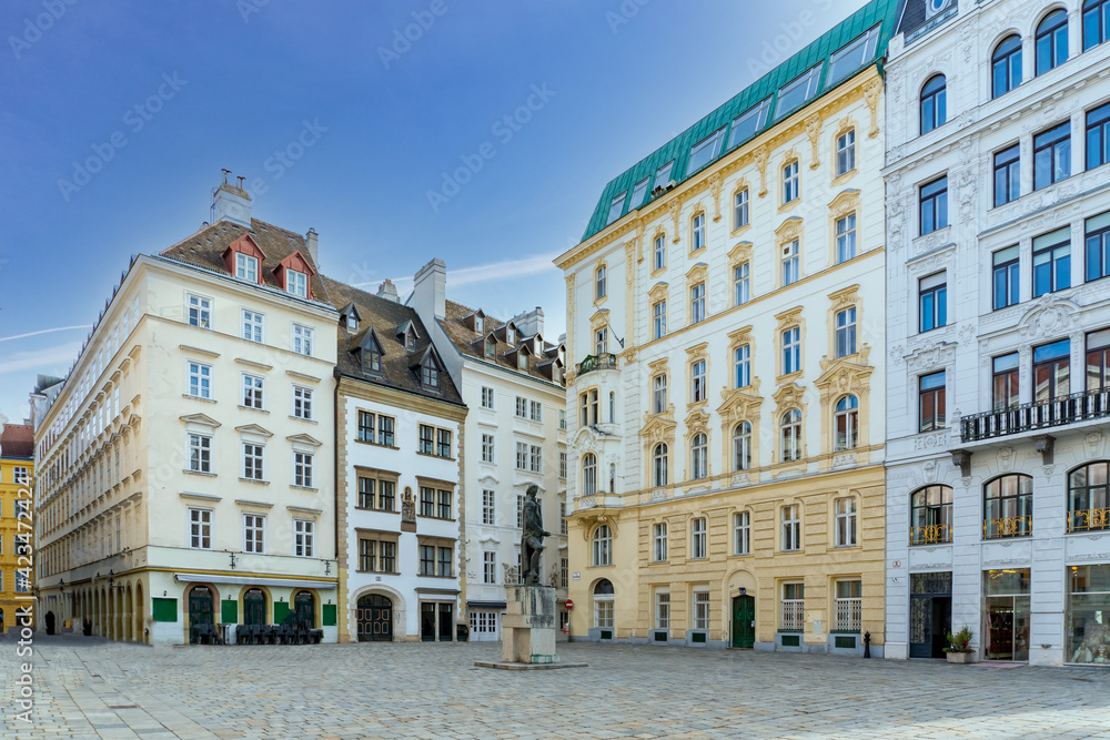 Judenplatz Jewish Square in Vienna downtown. Famous place and touristic destination.