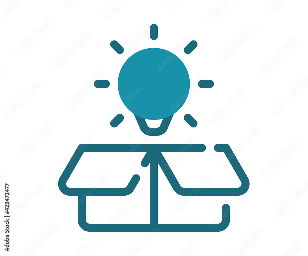 idea out of box light bulb single isolated icon with solid line and dash style idea out of box light bulb single isolated icon with solid line and dash style