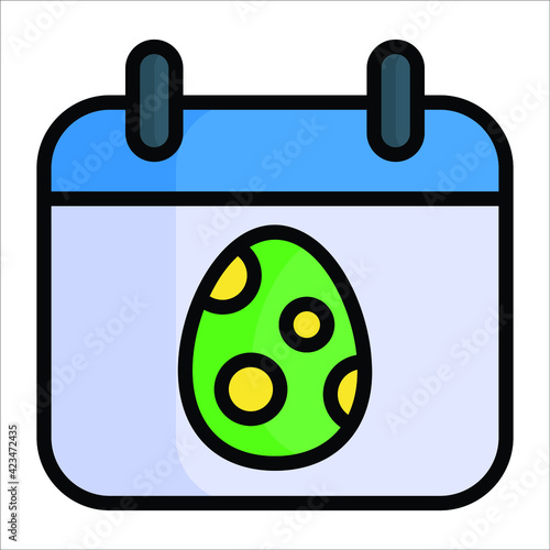 Easter egg on calendar flat line icon