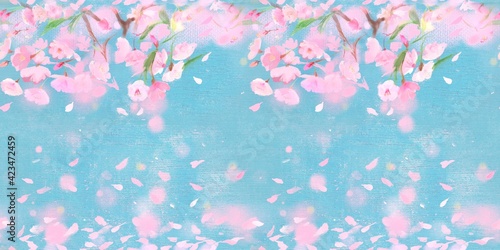 seamless pattern cherry blossom blizzard petal falling beautiful spring illustration  