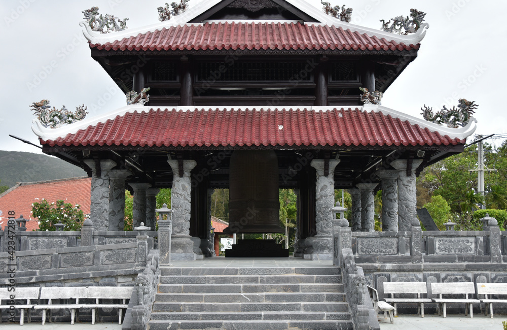 Fototapeta premium Two-Story Bell Pagoda, Con Dao Temple, Vietnam