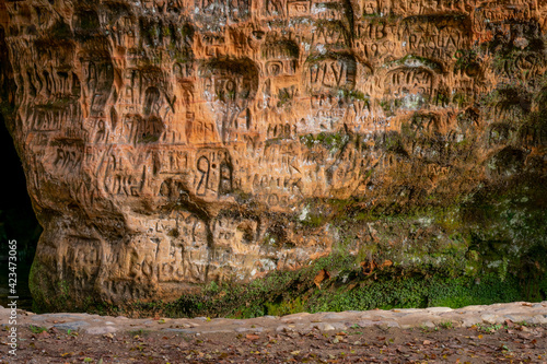 The widest and highest cave in the Baltic countries known as Gutman's Cave, which is located on the Gauja River in the National Park of Sigulda, Latvia. photo