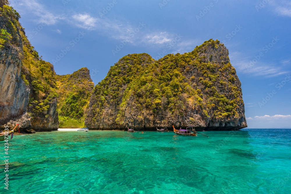 Hidden beach on the Phi Phi Lee island, Thailand