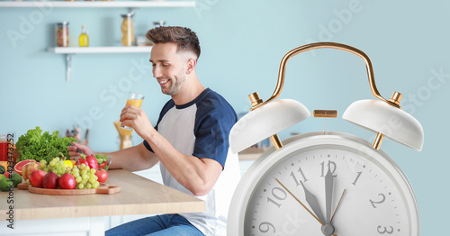 Young man drinking healthy ...