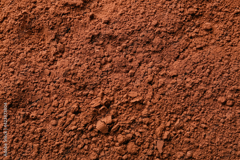 Heap of cacao powder as background