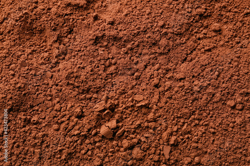 Heap of cacao powder as background