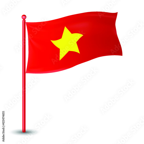 Vietnam flag vector design with pole. Eps10 vector illustration.