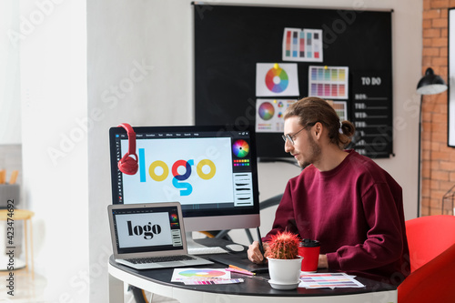 Young male designer working...