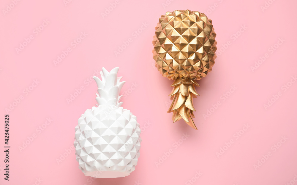 Stylish pineapples on color background Stylish pineapples on color background