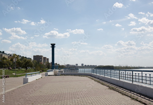 Fotografie, Tablou Russia Siberia Omsk city view from the embankment of the Irtysh River summer