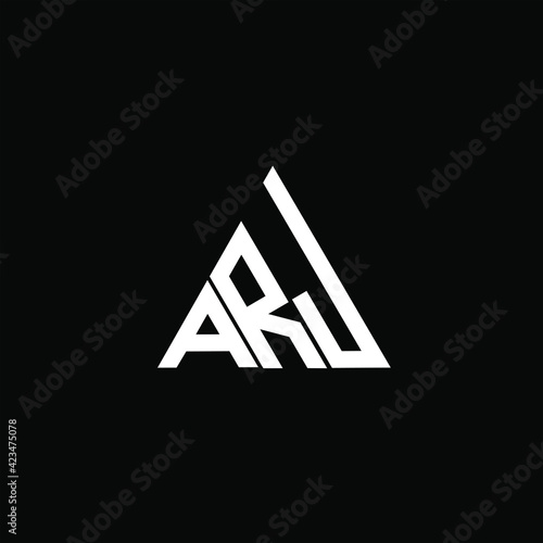 A R J letter logo creative design on black color background. ARJ icon photo