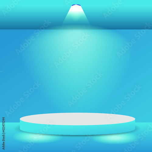 Round podium with white illumination. Eps10 vector illustration. © FieldN