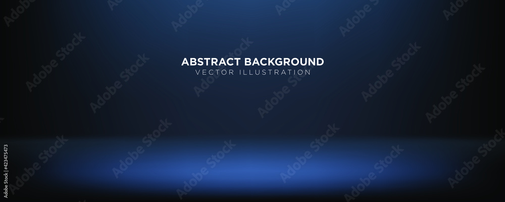 Smooth Dark blue with Black vignette - panoramic background or studio with blank space. Eps10 vector illustration. - obrazy, fototapety, plakaty 