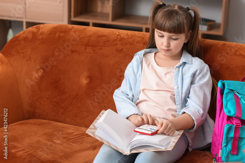 Young girl learning math wi...