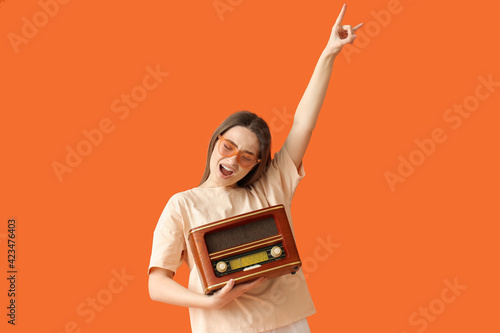 Cool young woman with retro...