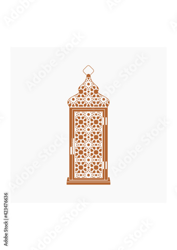 Editable Isolated Brown Patterned Arabian Lamp Vector Illustration in Flat Monochrome Style for Islamic Occasional Theme Purposes Such as Ramadan and Eid Also Arab Culture Design Needs