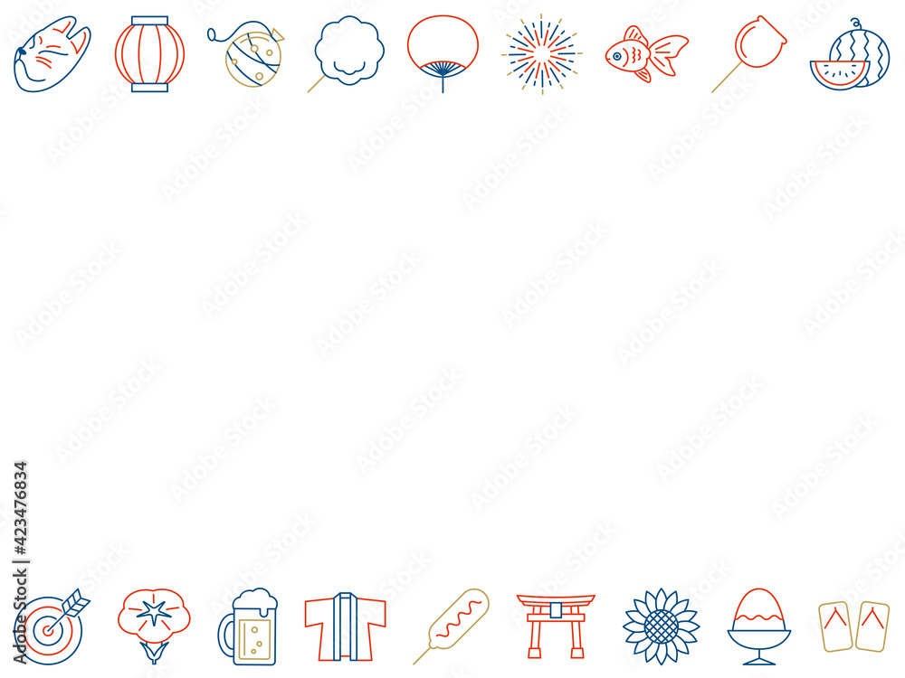 Japanese Summer Festival Icon Background 夏祭りのアイコン背景 Stock Vektorgrafik Adobe Stock