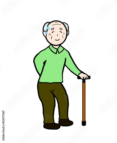 Grandpa with a sweaty cane