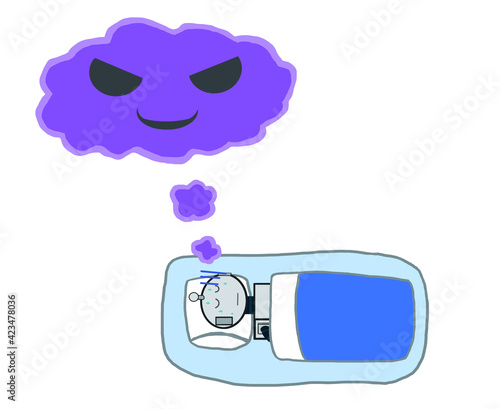 A robot being struck by a nightmare