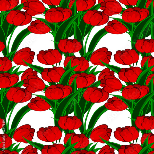 Red tulips - pattern  seamless texture.