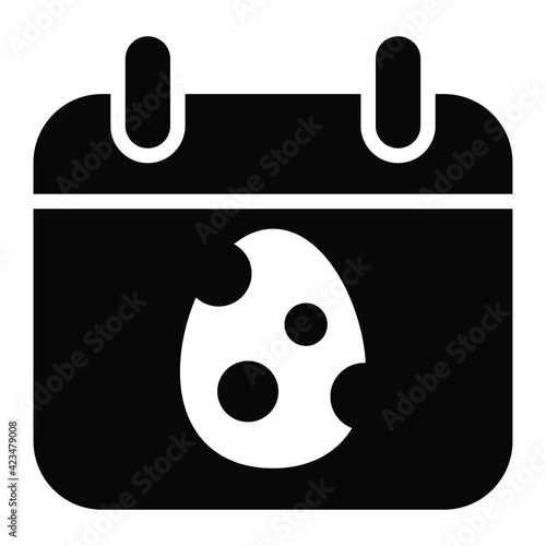 Easter egg on calendar Silhouette, Black Glyph icon.