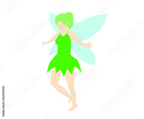 Cute green fairy character illustration