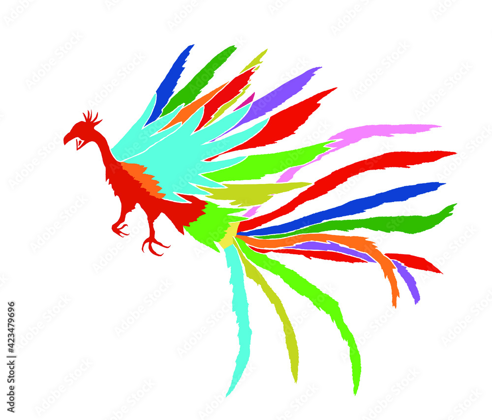Naklejka Colorful silhouette design of phoenix
