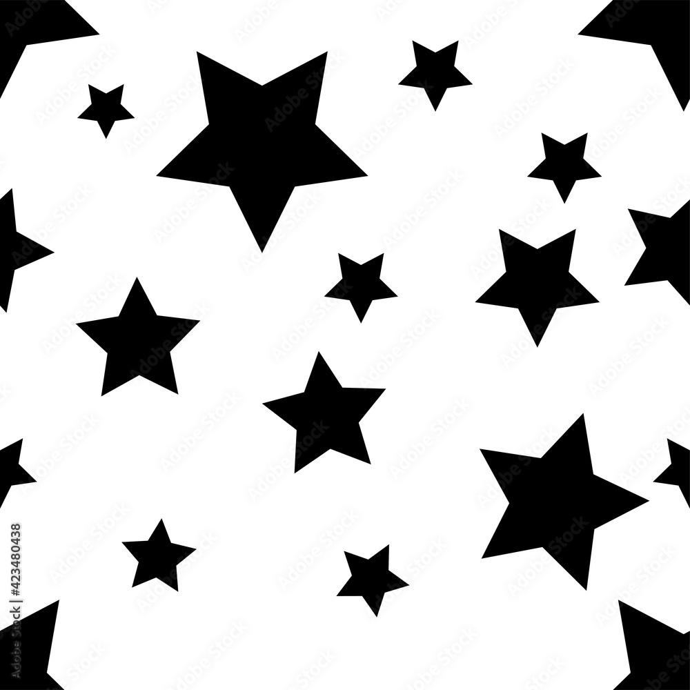 Seamless abstract Star Black pattern on white background, Vector illustration texture for paper, wrapping and fabric