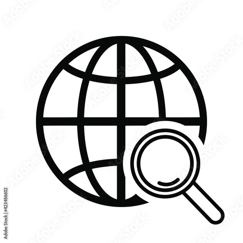 go to web and magnifier icon. Symbol vector flat design. Sign isolated white background eps10