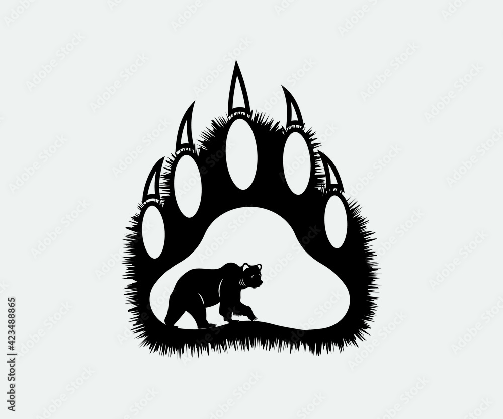 Bear Footprint Printable Vector Illustration, Bear Paw Print, Bear Hunting, Bear Footprint clipart, Silhouette Bear Footprint Printable Vector Illustration, Bear Paw Print, Bear Hunting, Bear Footprint clipart, Silhouette