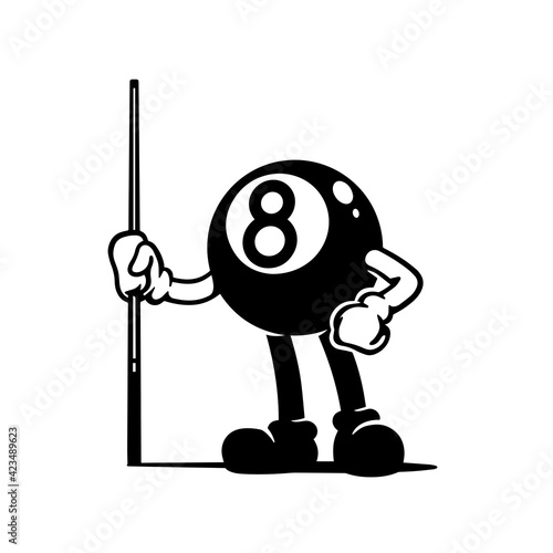 Eight Ball Cartoon Character Vector