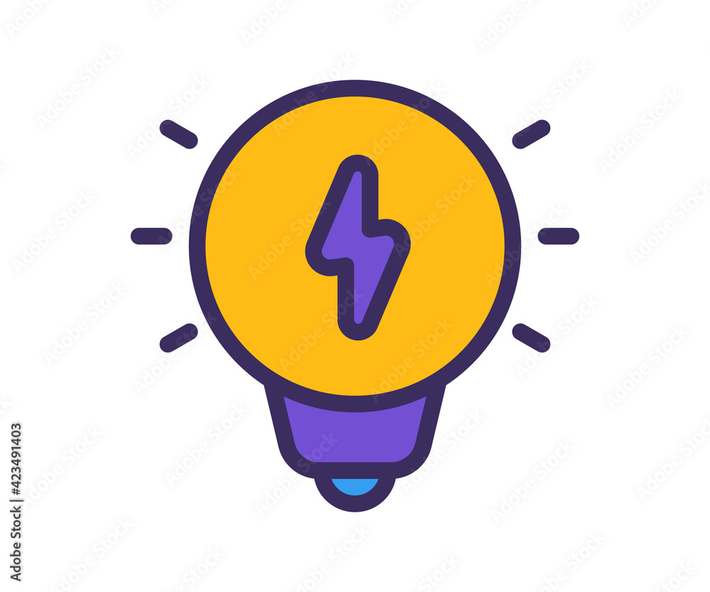idea light bulb energy single isolated icon with filled line and outline flat style