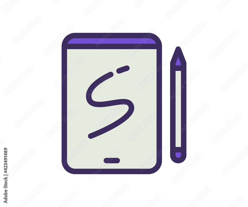 sketchbook tablet drawing single isolated icon with filled line and outline flat style sketchbook tablet drawing single isolated icon with filled line and outline flat style