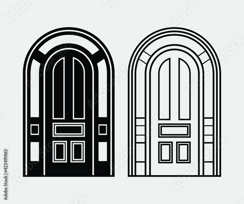 Door  Printable Vector Illustration, door clipart, Door Vector,  Open Door Silhouette