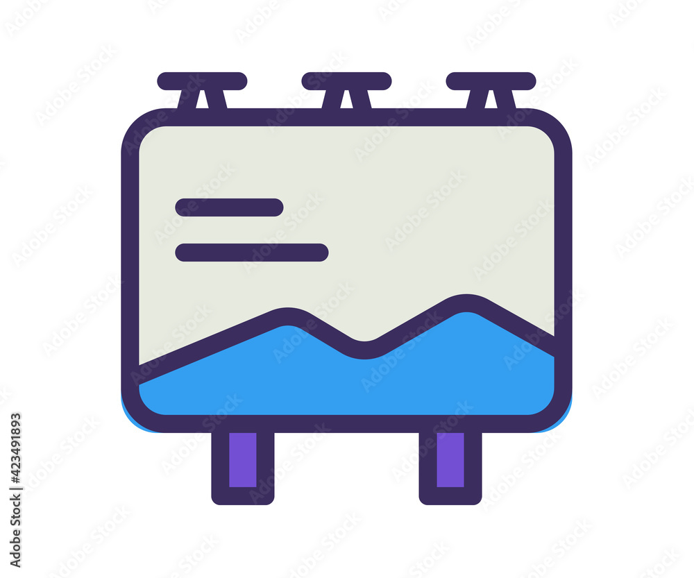 billboard signboard advertisement single isolated icon with filled line and outline flat style billboard signboard advertisement single isolated icon with filled line and outline flat style