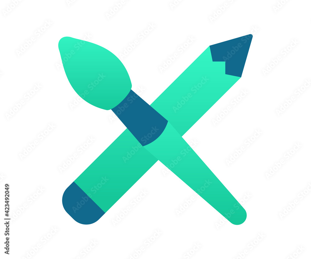 art tool brush pencil single isolated icon with gradient style art tool brush pencil single isolated icon with gradient style