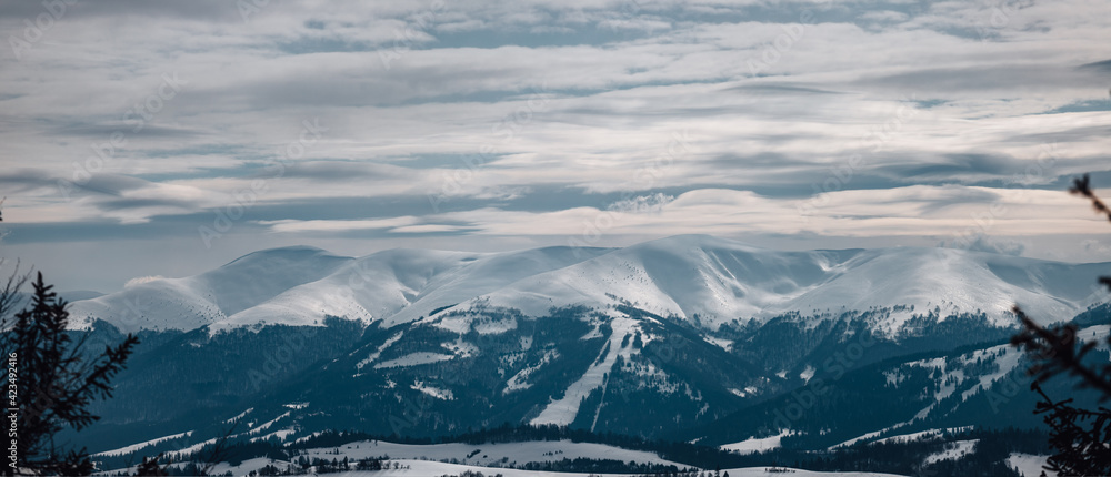 Beautiful Snowy peaks of Carpathians