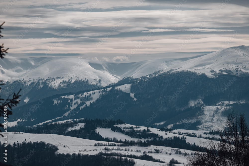 Beautiful Snowy peaks of Carpathians