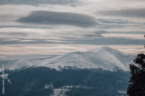 Beautiful Snowy peaks of Carpathians