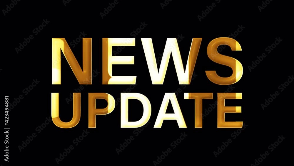 4K 3D NEWS UPDATE golden word title. 3D Illustration of isolated word isolated using QuickTime Alpha Channel ProRes 4444 with golden light loop. News Update gold text looping effect element concept. 4K 3D NEWS UPDATE golden word title. 3D Illustration of isolated word isolated using QuickTime Alpha Channel ProRes 4444 with golden light loop. News Update gold text looping effect element concept.
