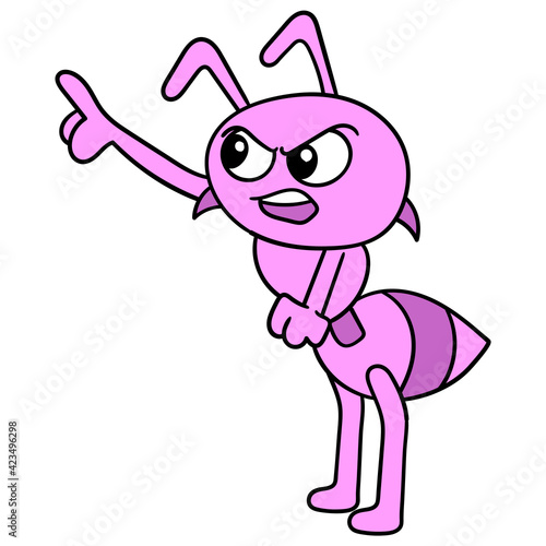 The ant commander with an angry face sternly gave the order. doodle icon image kawaii
