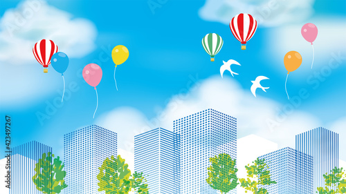 街並み　建物のイラスト